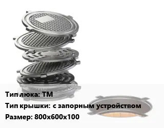 Люк чугунный ТМ с запорным устройством 800х600х100